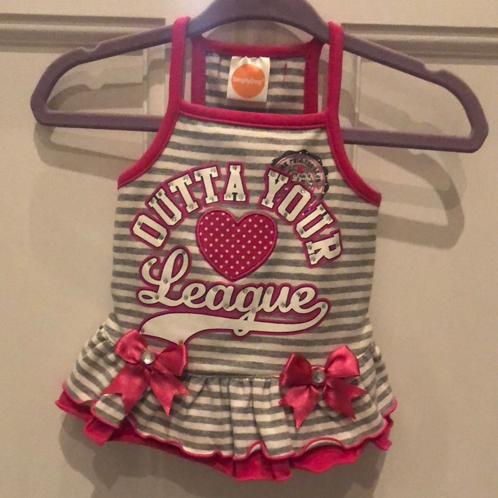 Dog Cat Summer Dress Pink Gray Dress with Bling